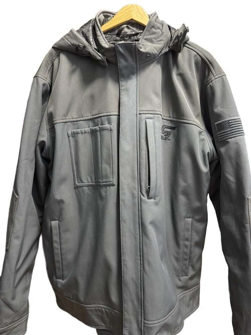 Snap-on Insulated Softshell Hooded Jacket Gray